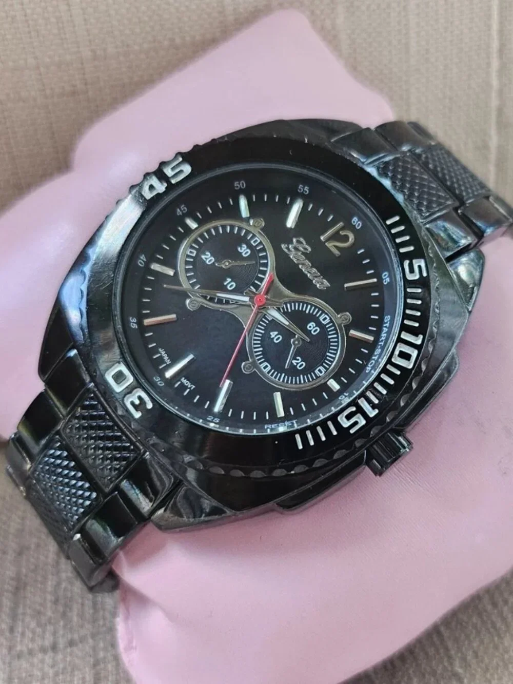 Geneva Men Wristwatch Quartz Analog Black Tone Fashion Wrist Watch